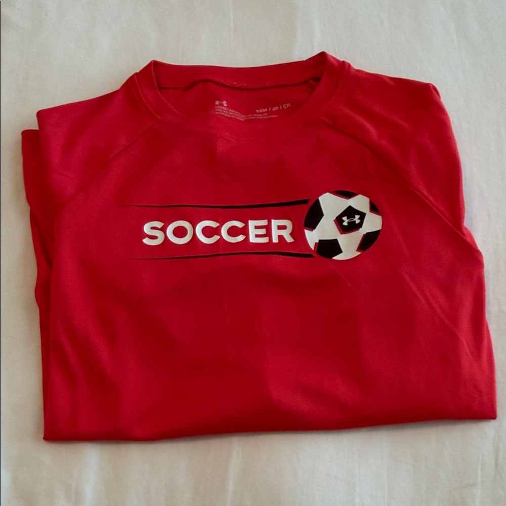 Under Armour Kids Long Sleeve Soccer Performance Tee in Bold Red